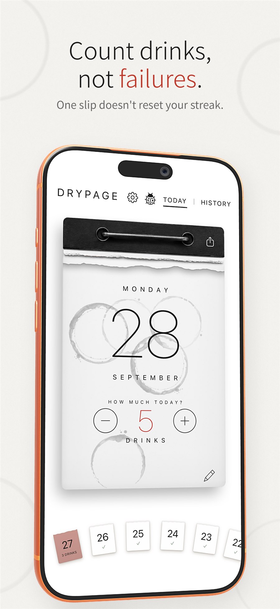 DryPage daily drink counter